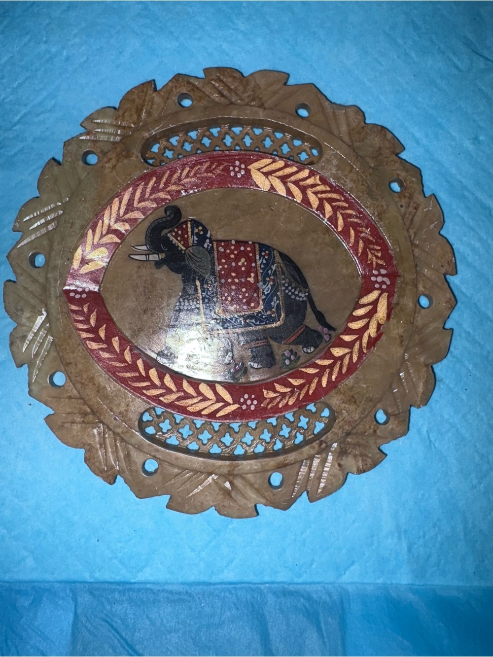 VTGmarble plate Marquetry flower semi precious stone Pietra Dura inlay elephant